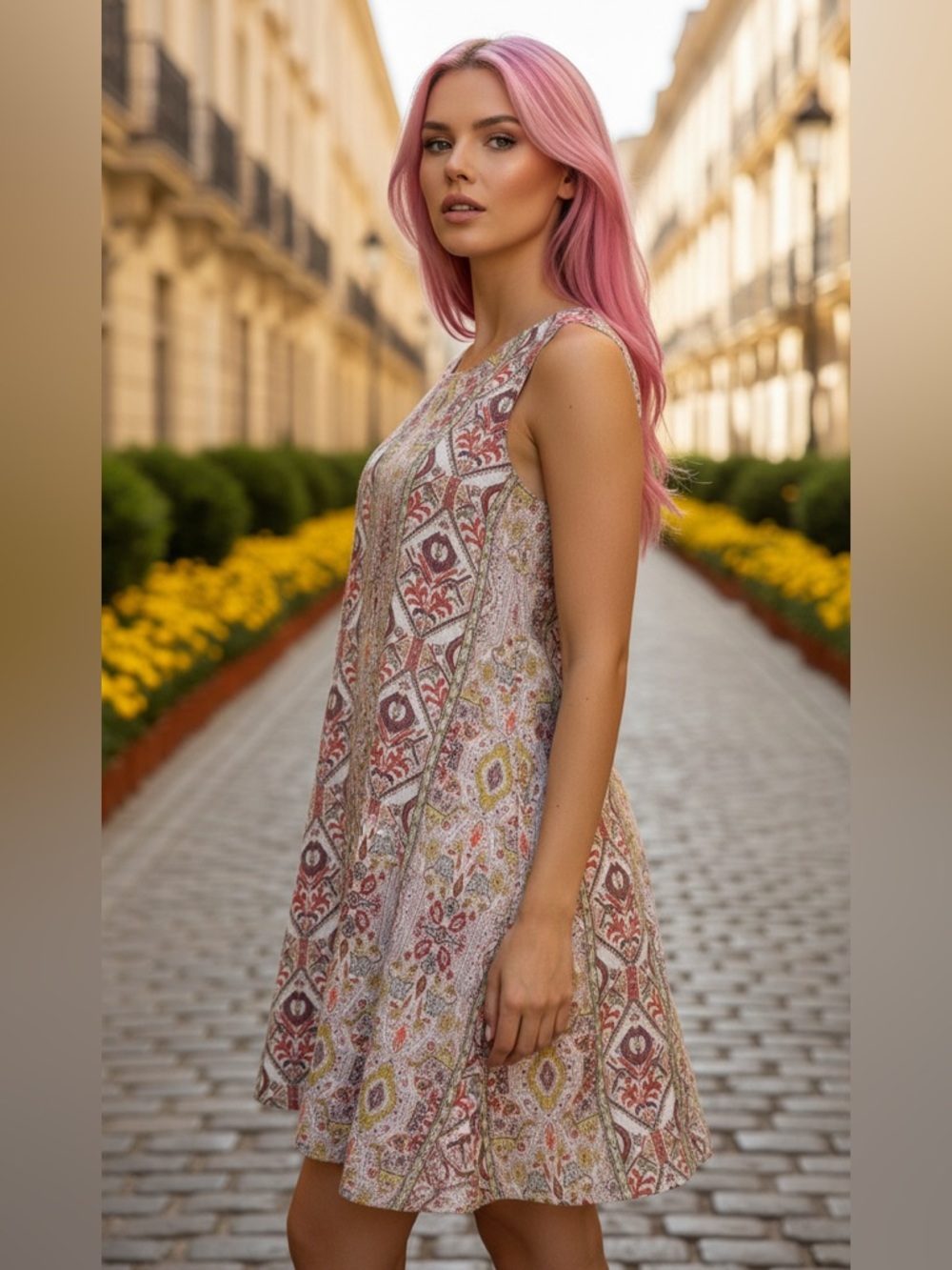 Rachel Zoe Beautiful Boho Inspired Sleeveless A-Line Dress with Key Hole Back